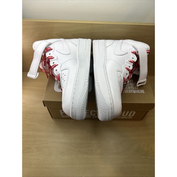 Size 9 - Nike Supreme x Air Force 1 Mid Box Logo - Triple White - Pink Supreme main image 13